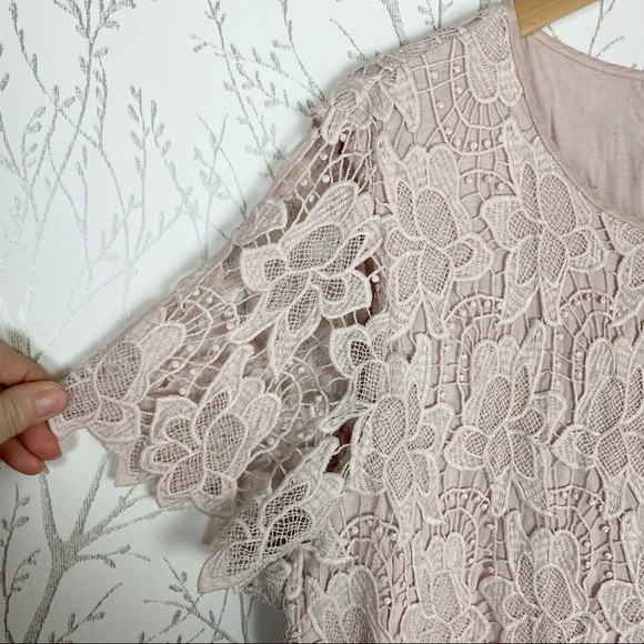 PHILOSOPHY Blush Pink Lace Crochet Overlay Blouse XXL - Picture 3 of 11